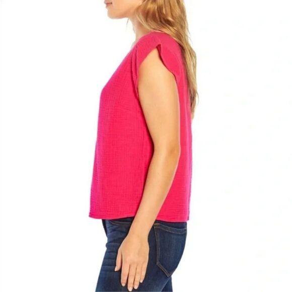 Three Dots Double Gauze Top - Picture 2 of 4